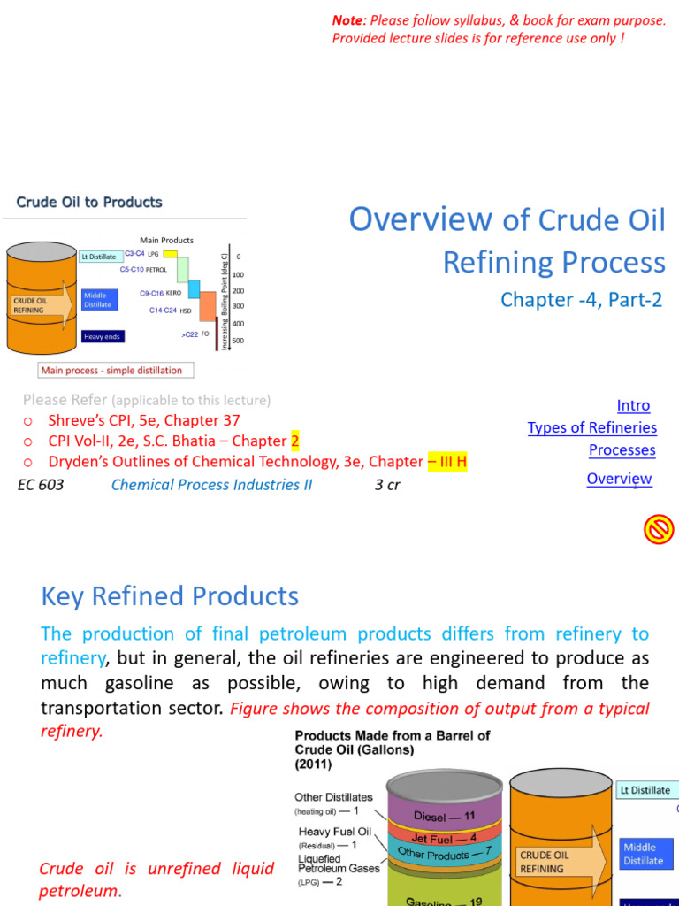 Crude Oil Refining Process Overview | PDF | Oil Refinery | Cracking ...