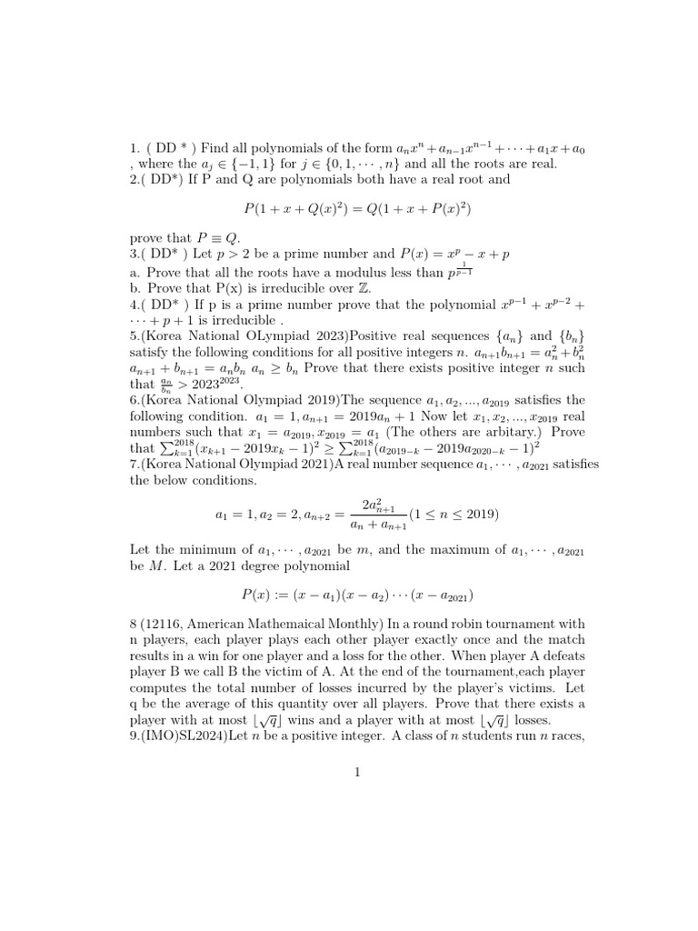Real Root Polynomials and Sequences | PDF | Arithmetic | Mathematical ...