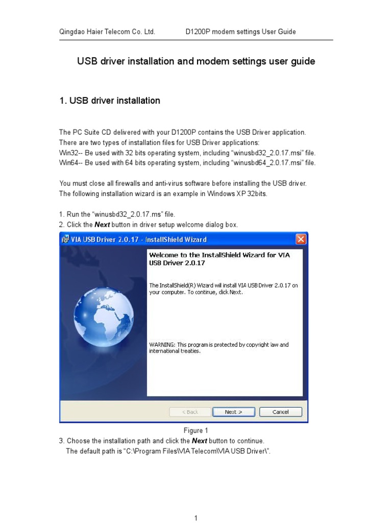 User Guide of Drivers Installation and Settings of Modem | PDF ...
