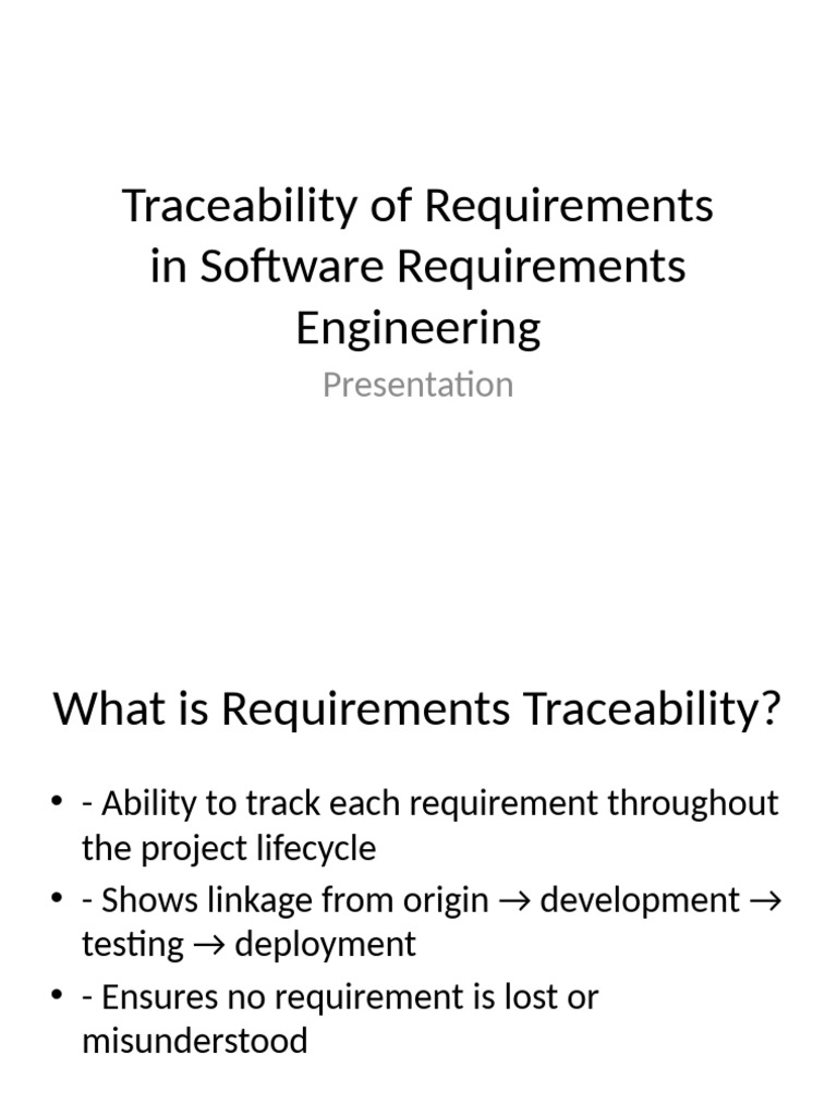 Requirements Traceability in Software Engineering | PDF