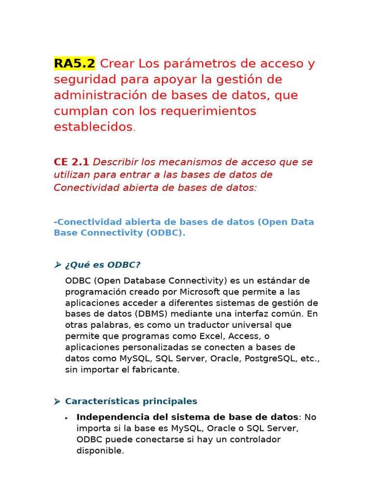Parámetros de Seguridad en ODBC y ADO | PDF | Active X Data Objects ...