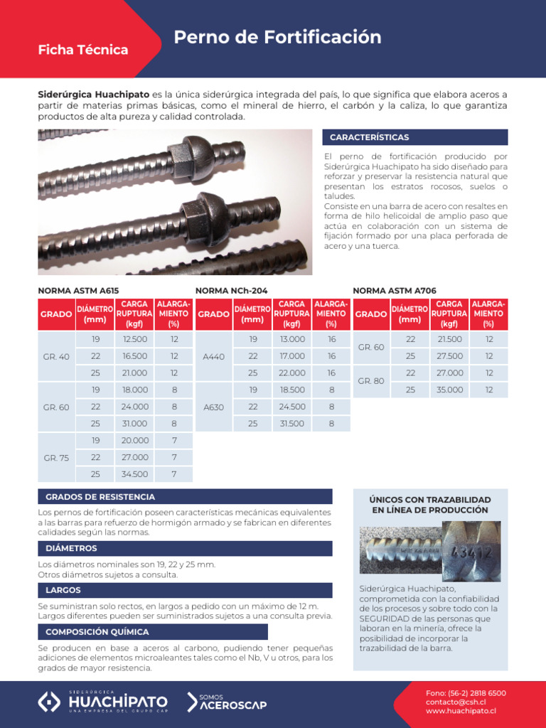 01 Csh Ft Perno Fortificacion Esp 052023 (1) | PDF | Acero | Materiales