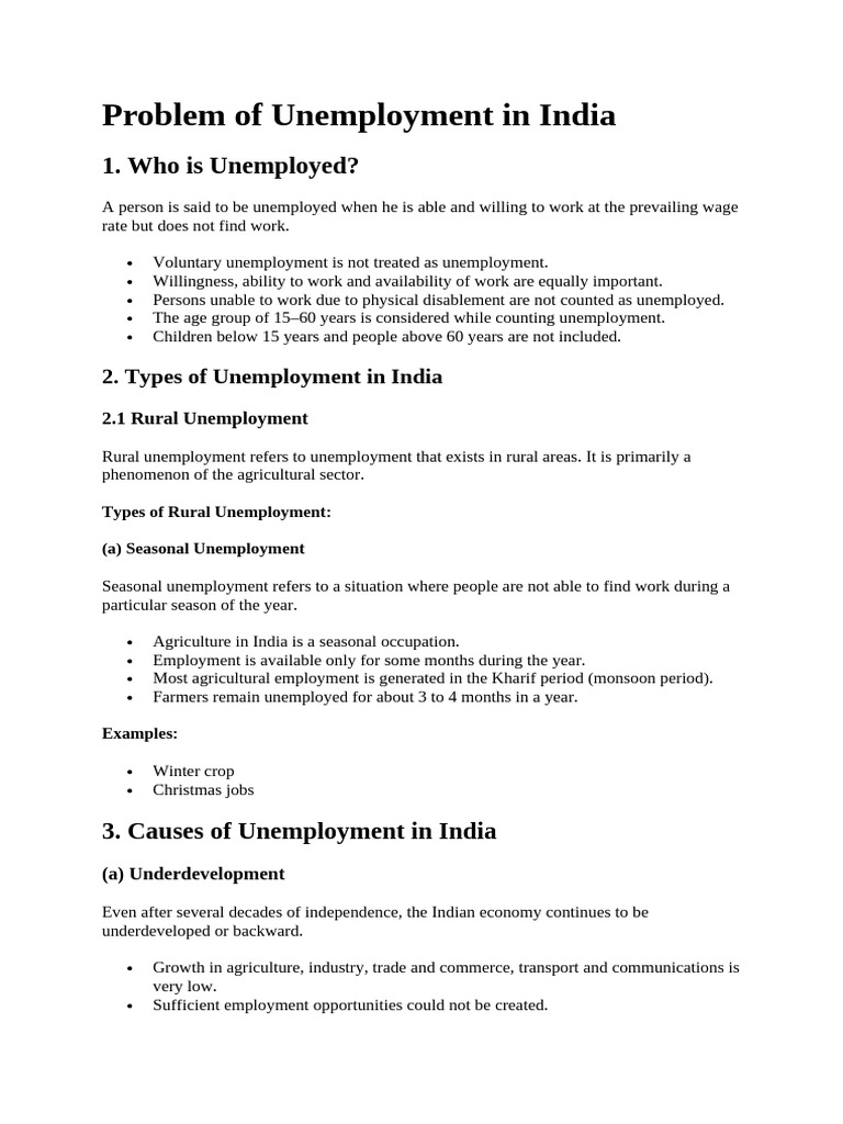 Unemployment Issues in India Explained | PDF | Poverty | Poverty ...