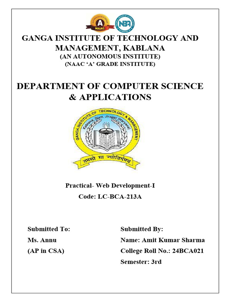 Web Development-I Practical Report | PDF