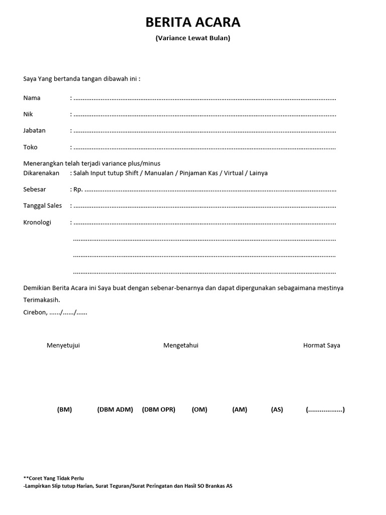 Form BA Variance Lewat Bulan | PDF
