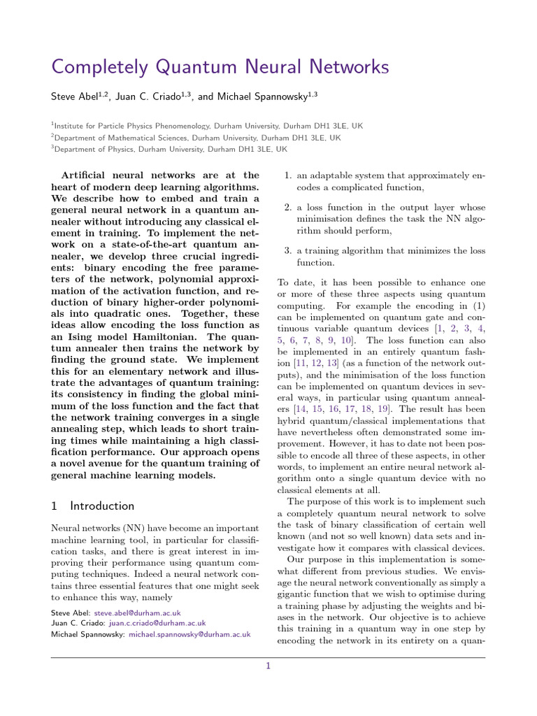 Quantum Neural Networks Training | PDF | Machine Learning | Theoretical ...