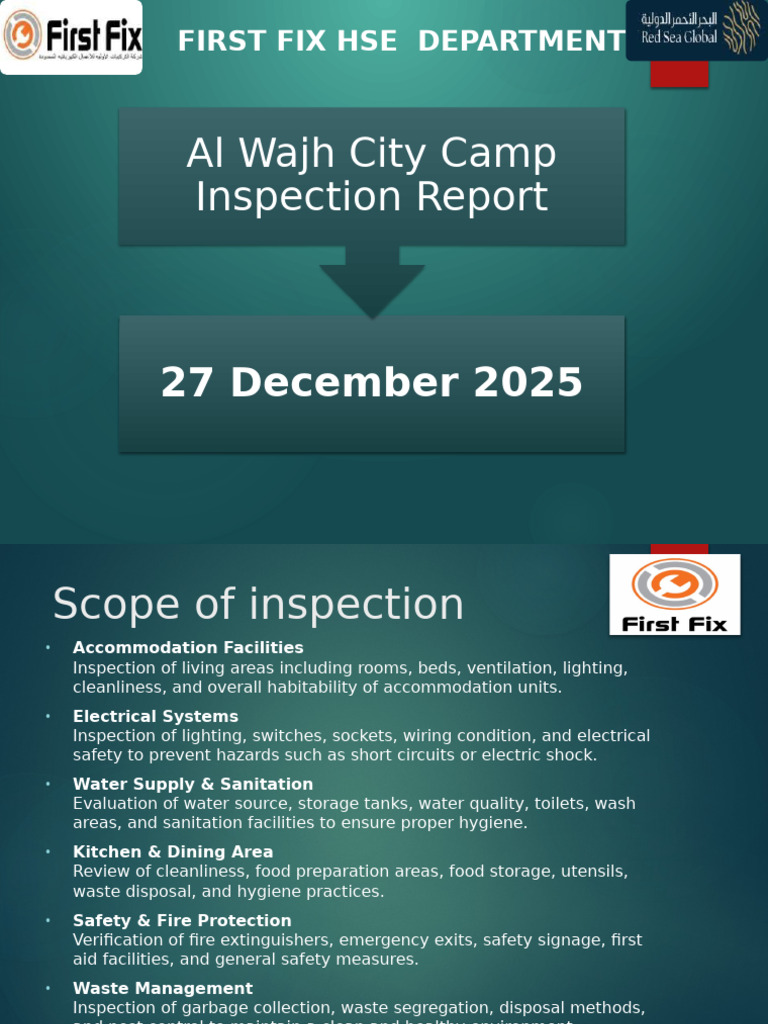 Al Wajh City Camp Inspection Report | PDF