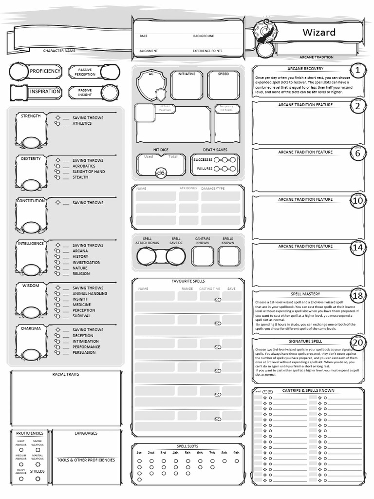 Wizard Character Sheet Template | PDF | Role Playing Games | Gary Gygax ...