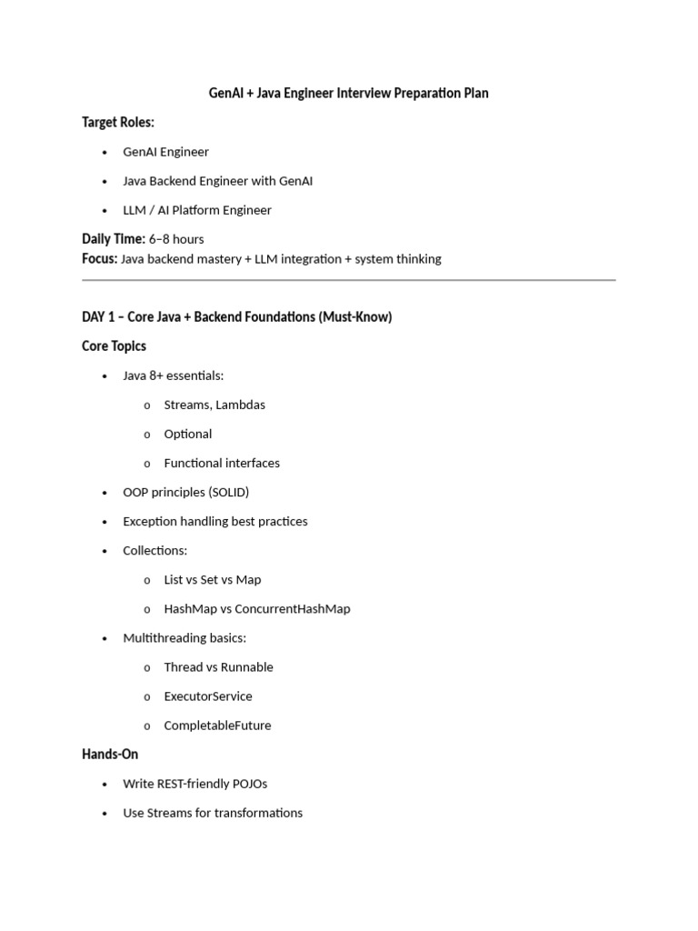 GenAI Java Engineer Interview Prep Guide | PDF | Computing | Computer ...