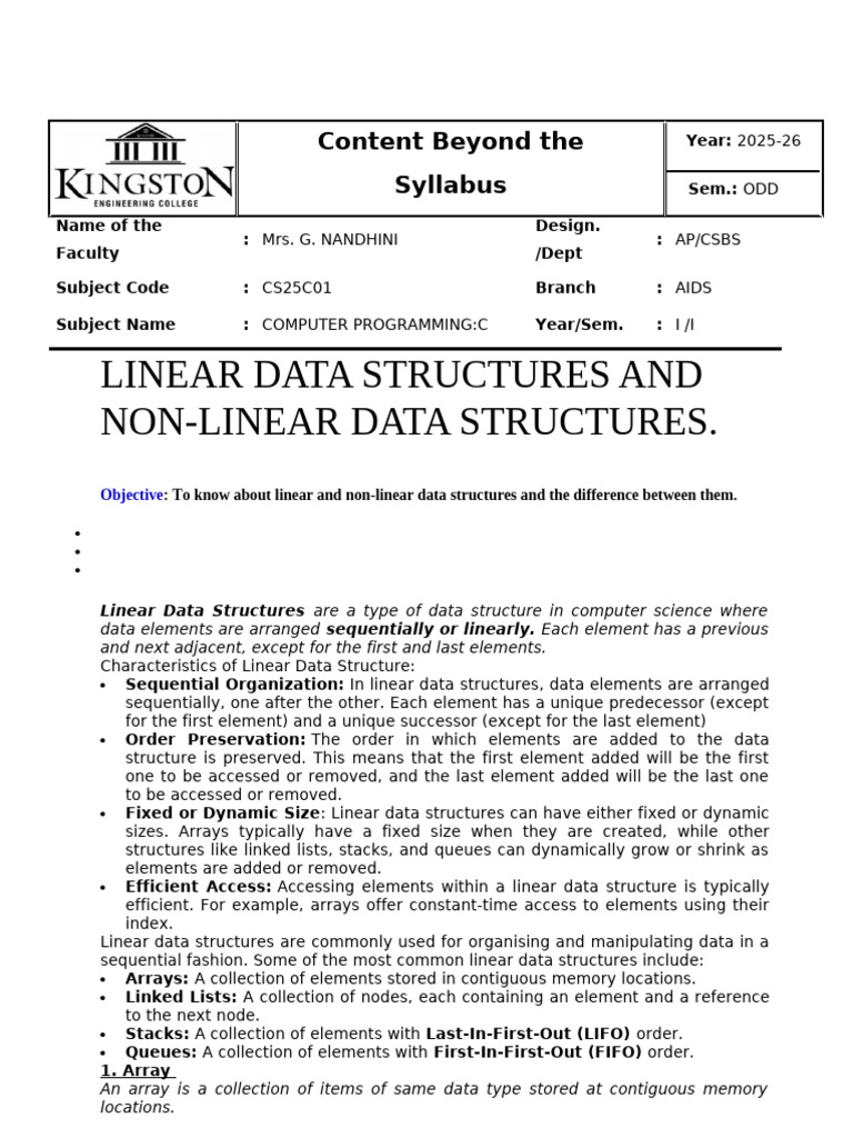 Linear and Non-Linear Data Structures | PDF | Queue (Abstract Data Type ...