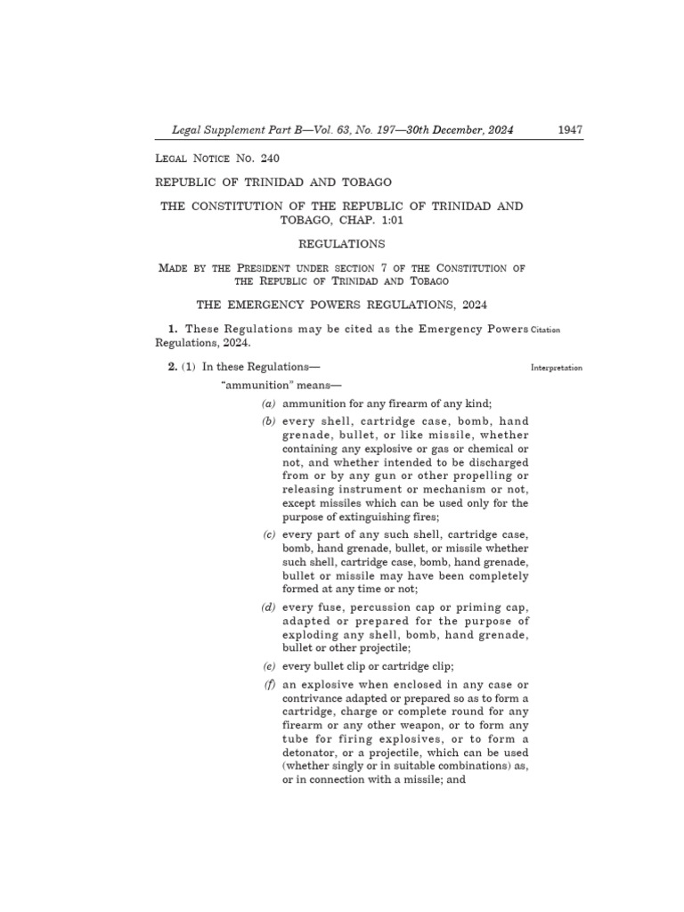 Emergency Powers Regulations 2024 | PDF | Arrest | Bail