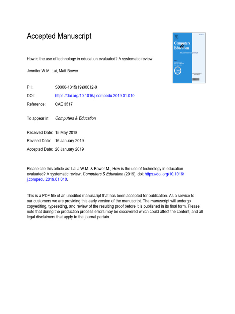 Evaluating Technology in Education: Review | PDF | Educational ...