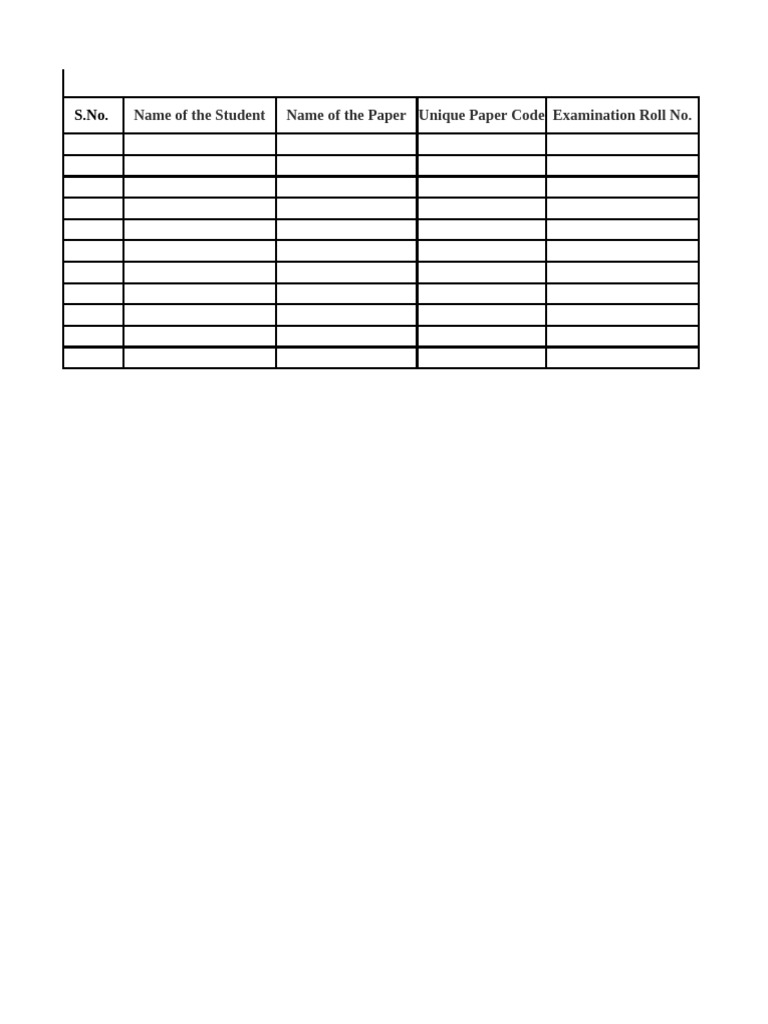 Student Exam Information Template | PDF