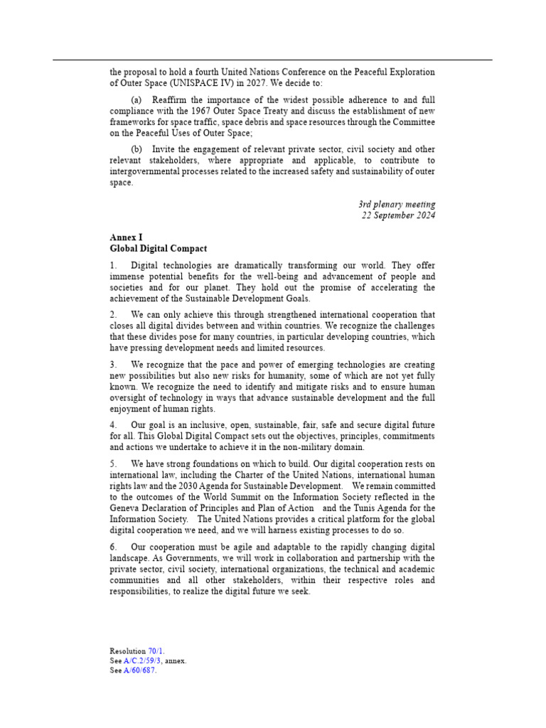 Global Digital Compact for Sustainable Development | PDF | Governance ...