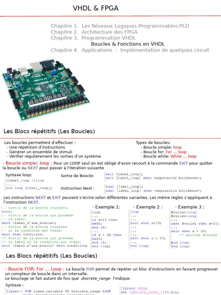 Boucles et Sous-programmes en VHDL | PDF | Structure de contrôle | VHDL
