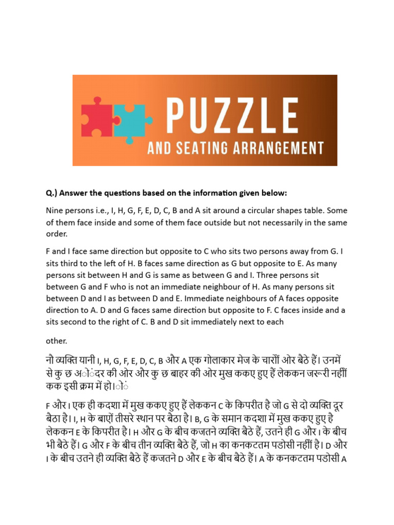 Q.) Answer The Questions Based On The Information Given Below | PDF