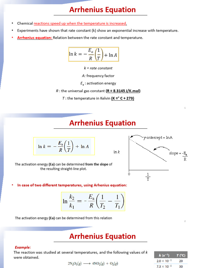 Arrhenius Equation and Activation Energy | PDF | Activation Energy | Reaction Rate Constant