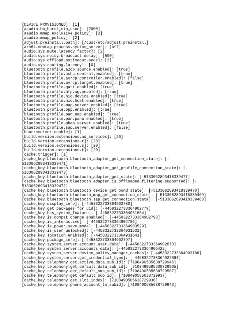 Android System Configuration Settings | PDF