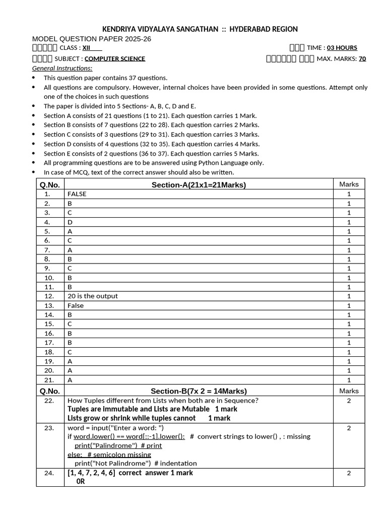 XII COMP SCI MS 19 | PDF | Html | Markup Language