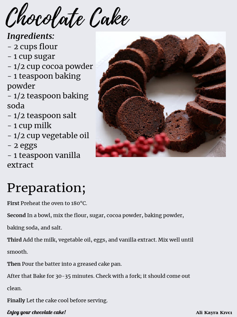 Easy Chocolate Cake Recipe | PDF