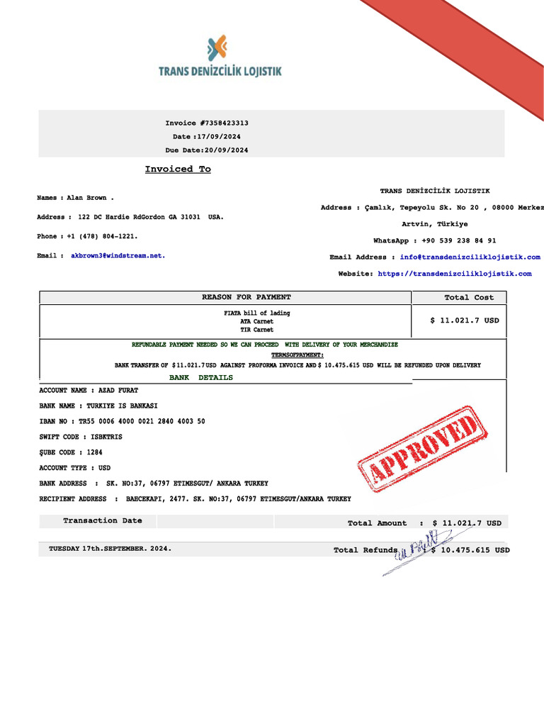 Invoice #7358423313 for Payment Processing | PDF | Financial Services ...