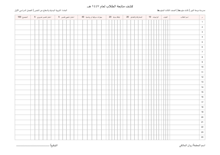 سجل متابعة ٣ م | PDF
