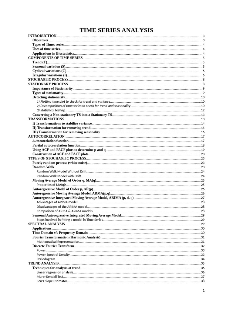 Comprehensive Guide to Time Series Analysis | PDF | Stationary Process ...