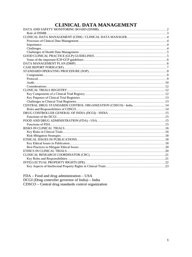 Clinical Data Management Edited | PDF | Clinical Trial | Food And Drug ...