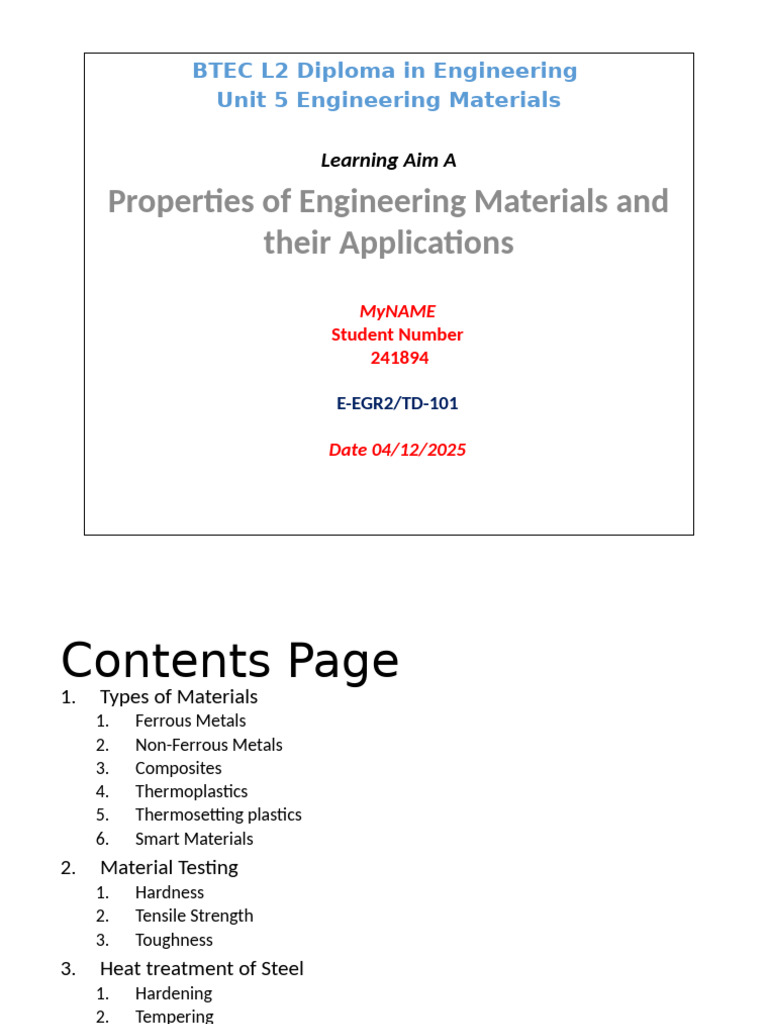 Engineering Materials and Testing Guide | PDF | Ultimate Tensile ...