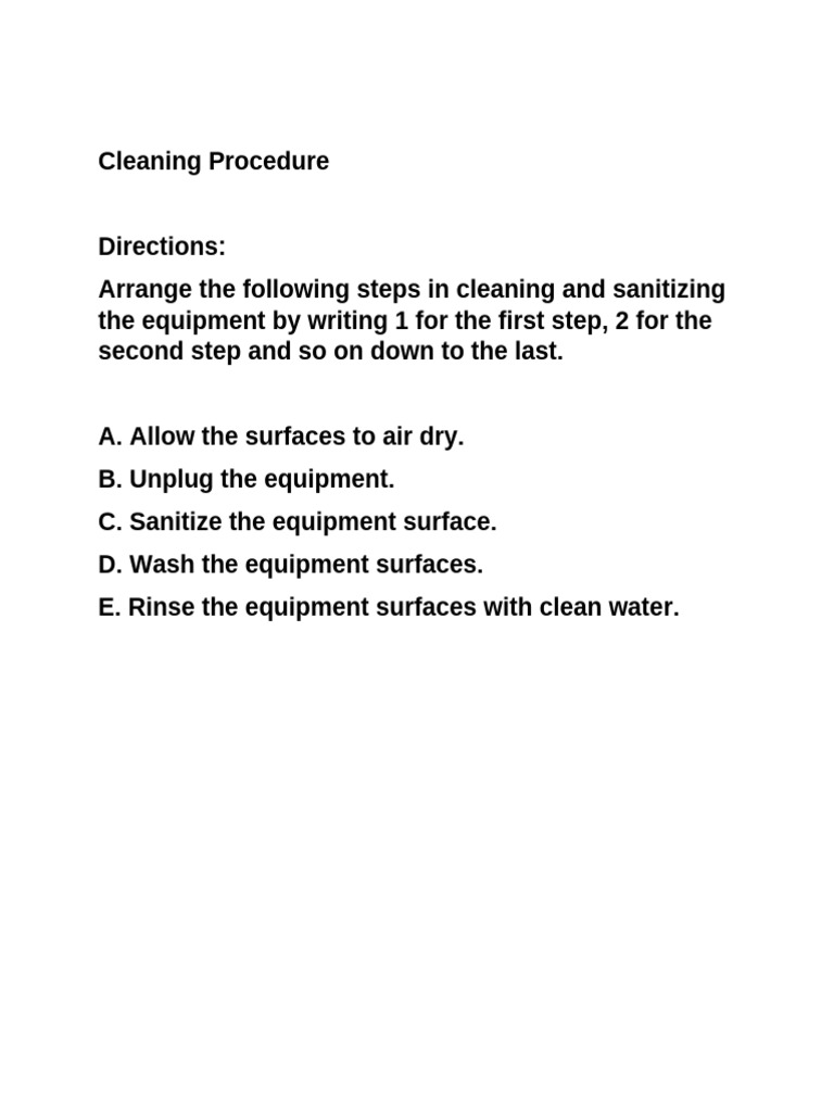 Activity 1 - Cleaning Procedures | PDF