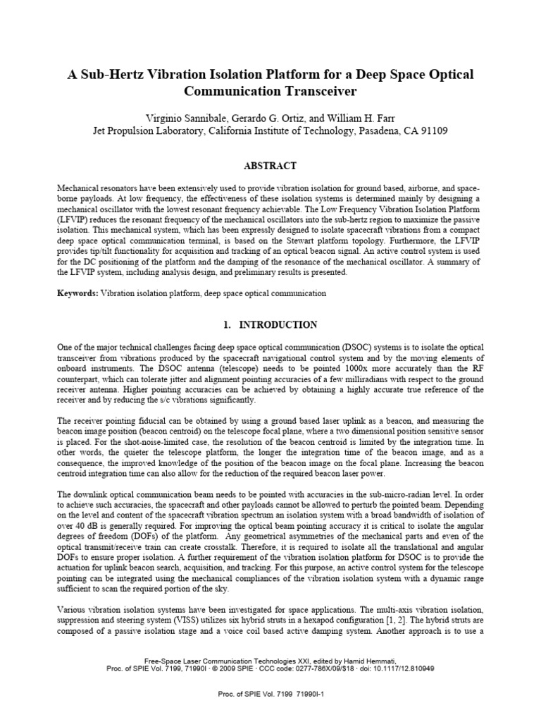 Sub-Hertz Vibration Isolation for Space | PDF | Resonance | Oscillation
