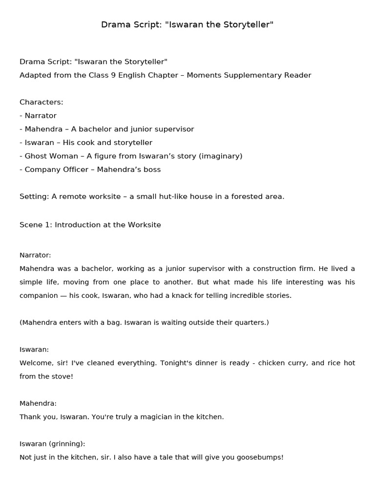 Iswaran the Storyteller Drama Script Edit 1 | PDF