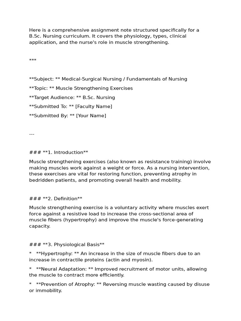 Muscle Strengthening for Nursing Students | PDF | Strength Training ...