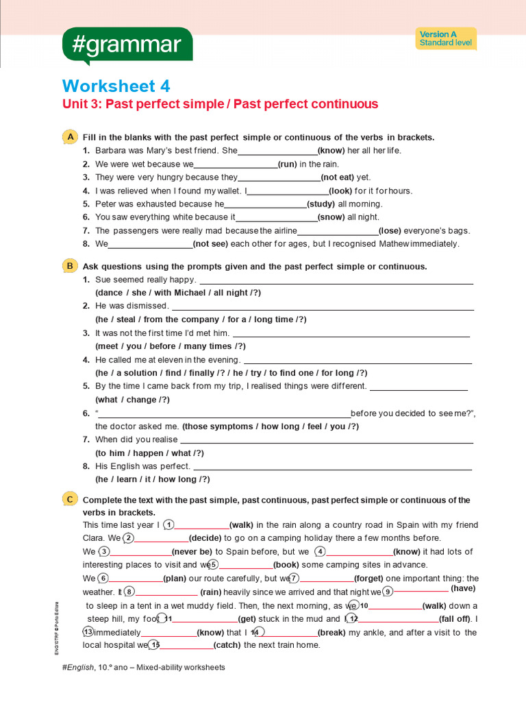 Past Perfect Tense Practice Worksheet | PDF | Chess Openings | Chess Theory