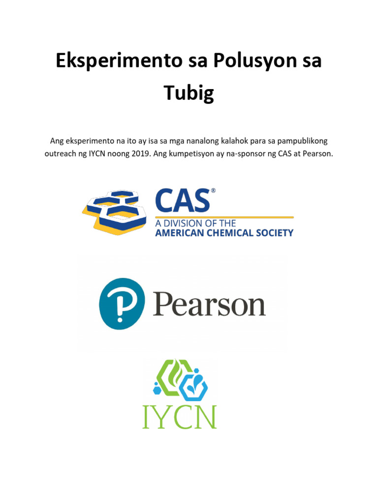 Water Pollution Experiment in Tagalog | PDF