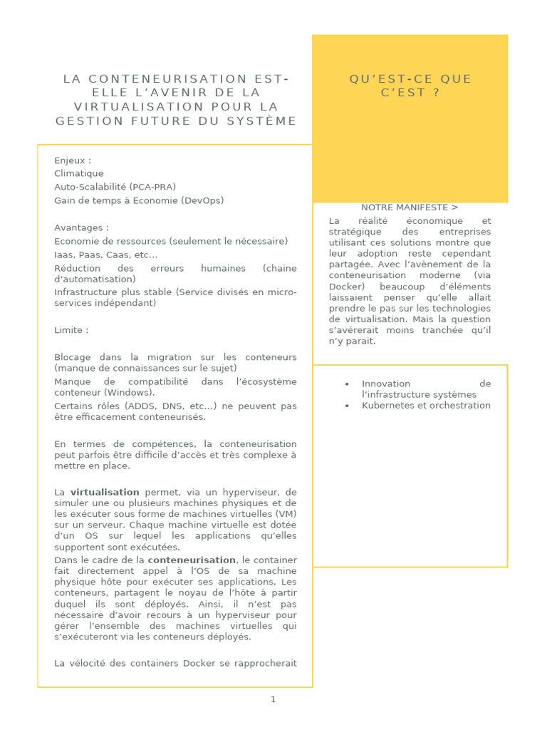 Conteneurisation : Avantages et Limites | PDF | Virtualisation ...