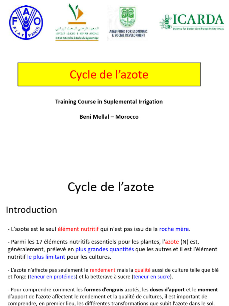 Comprendre le cycle de l'azote en agriculture PDF Ammoniac Nitrate — free download