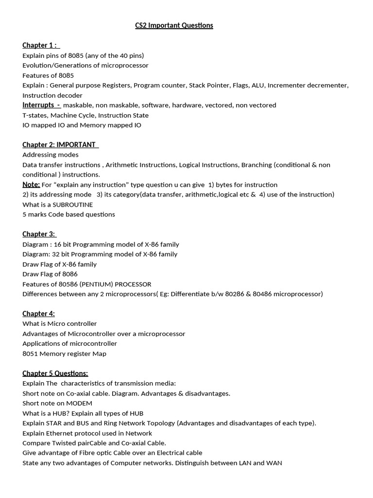 CS2 Microprocessor & Networking Essentials | PDF