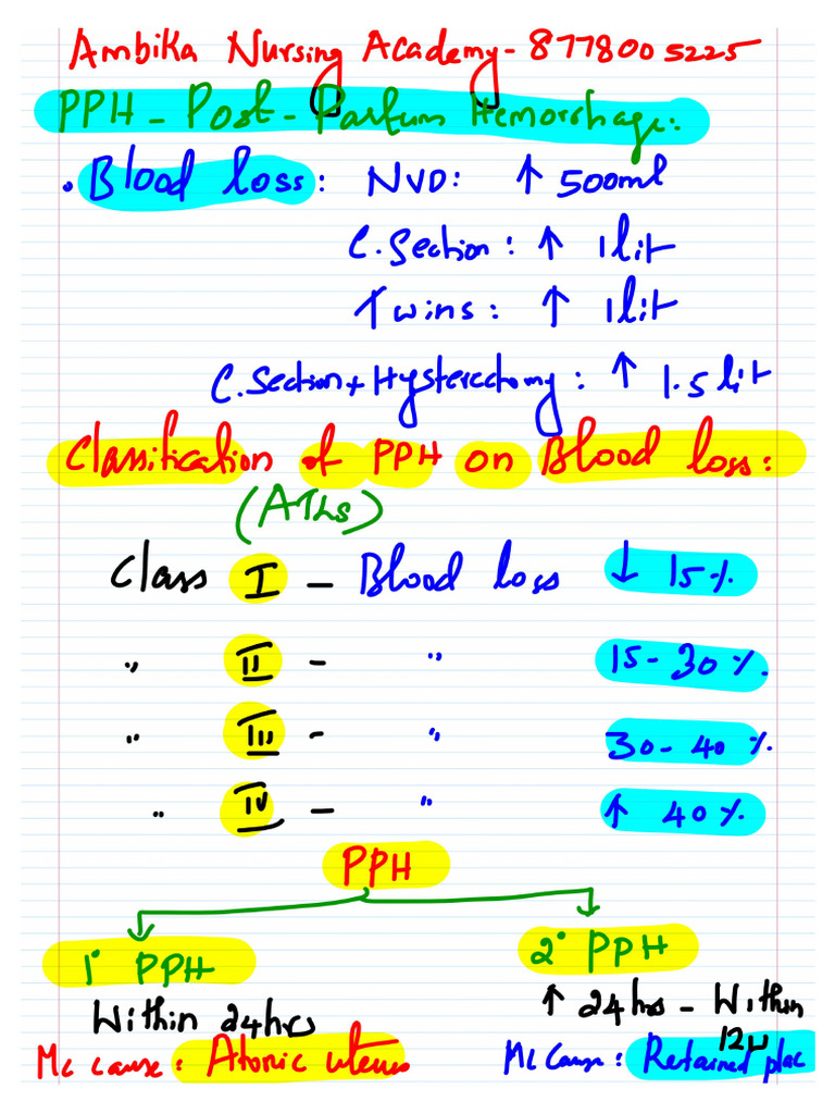 Ambika Nursing Academy - AbNormal Labor, PPH, Puerperium - 23.8.24 | PDF
