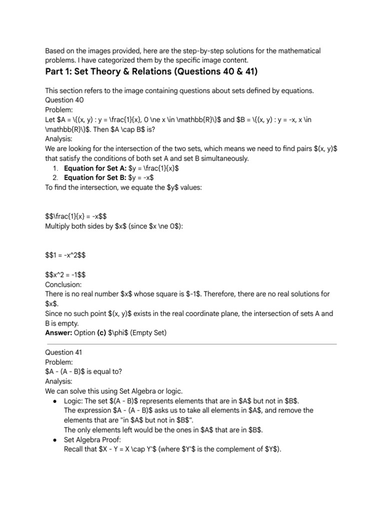 Step-by-Step Set Theory Solutions | PDF | Equations | Set (Mathematics)
