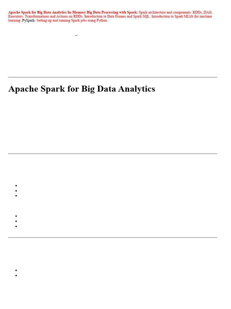 Apache Spark: In-Memory Big Data Processing | PDF | Apache Spark ...