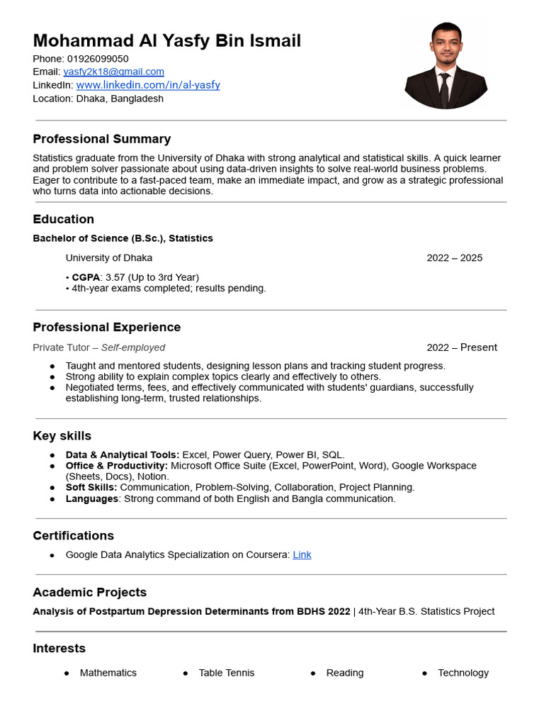 Statistics Graduate with Data Skills | PDF
