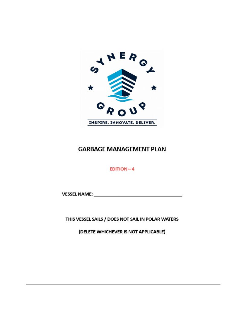 Garbage Management Plan for Vessels | PDF | Municipal Solid Waste | Waste