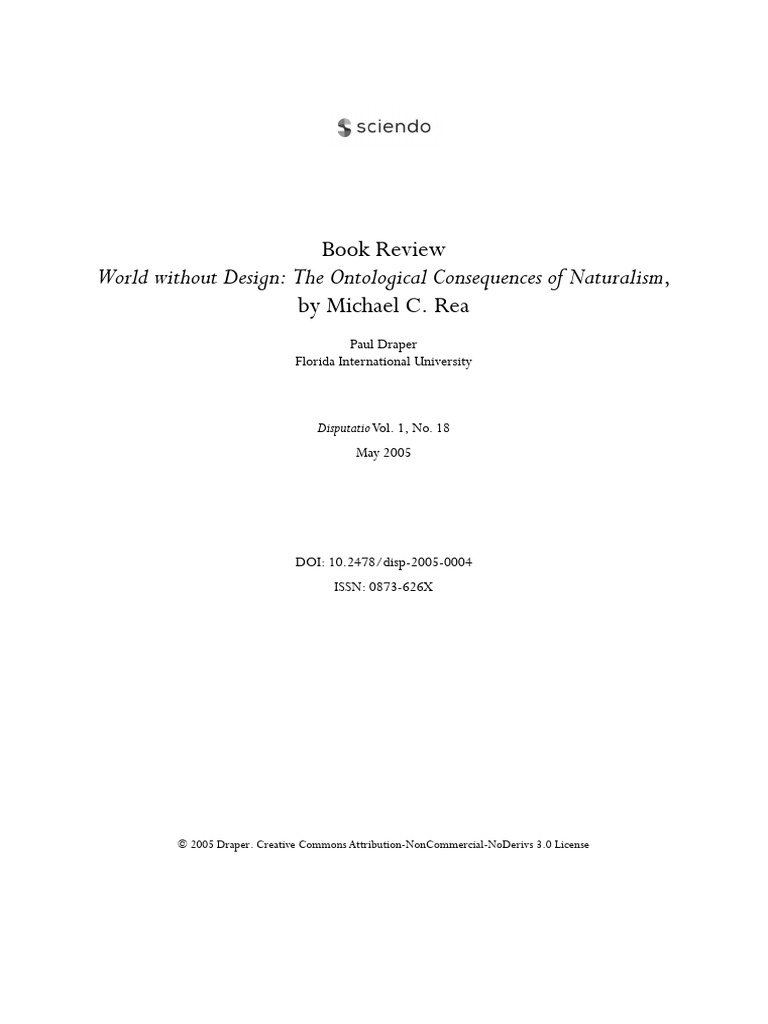 Book Review: World Without Design | PDF | Naturalism (Philosophy ...