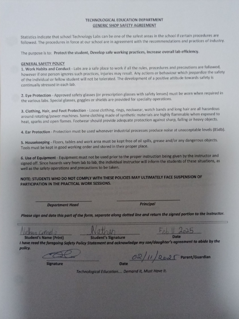 Safety Forms and Student Conduct (Feb 11, 2025 at 7:47 PM) | PDF