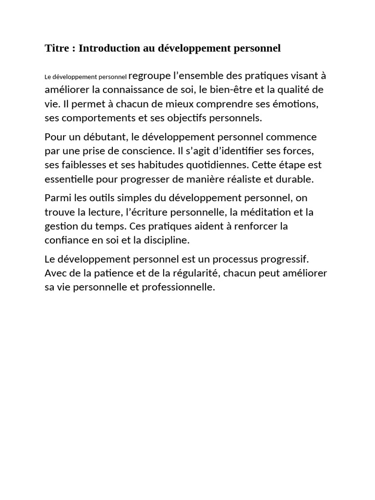 Introduction au développement personnel | PDF