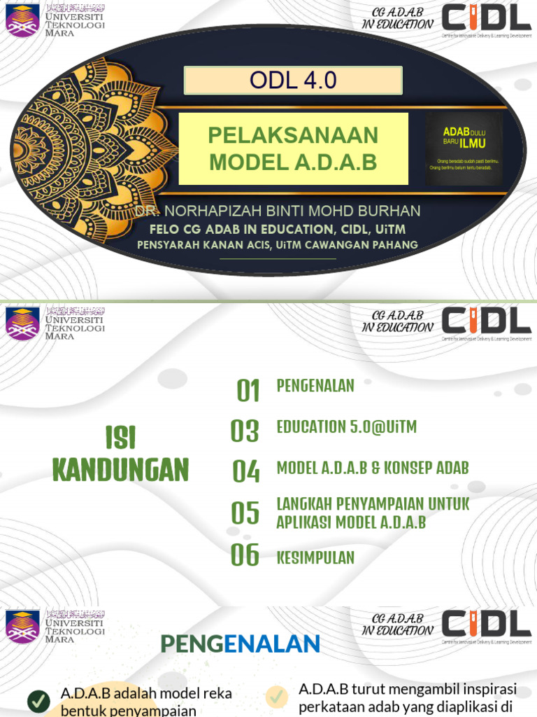 Model A.D.A.B dalam Pendidikan UiTM | PDF