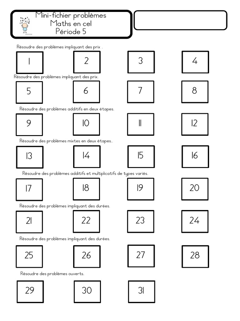 Problèmes de maths CE1 : Période 5 | PDF