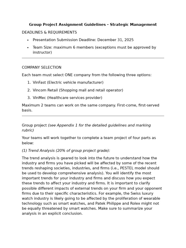Strategic Management Group Project Guide | PDF | Artificial ...