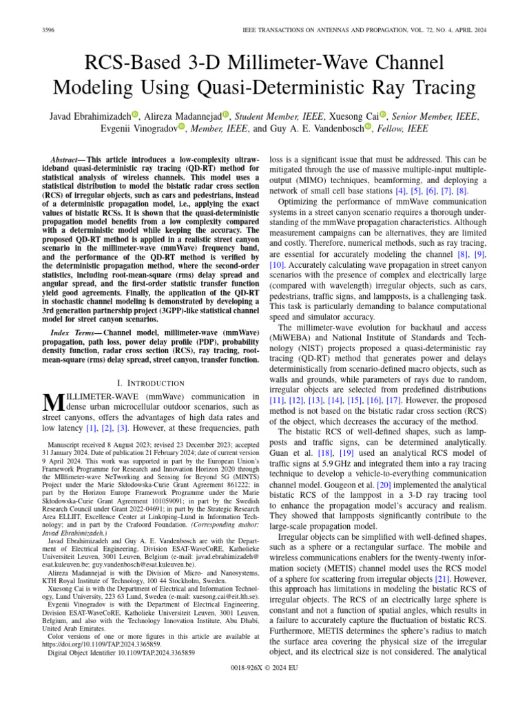 3D Millimeter-Wave Channel Modeling | PDF | Extremely High Frequency ...